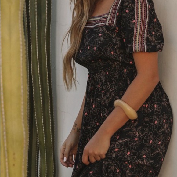 NWT LoveStitch dress Maxi Love Stitch bohemian rayon tiered elastic waist S - Picture 7 of 14